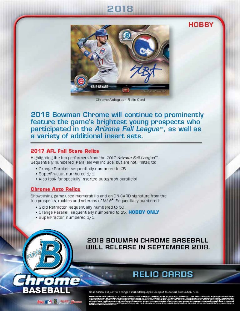 2018 Bowman Chrome Baseball Hobby Box