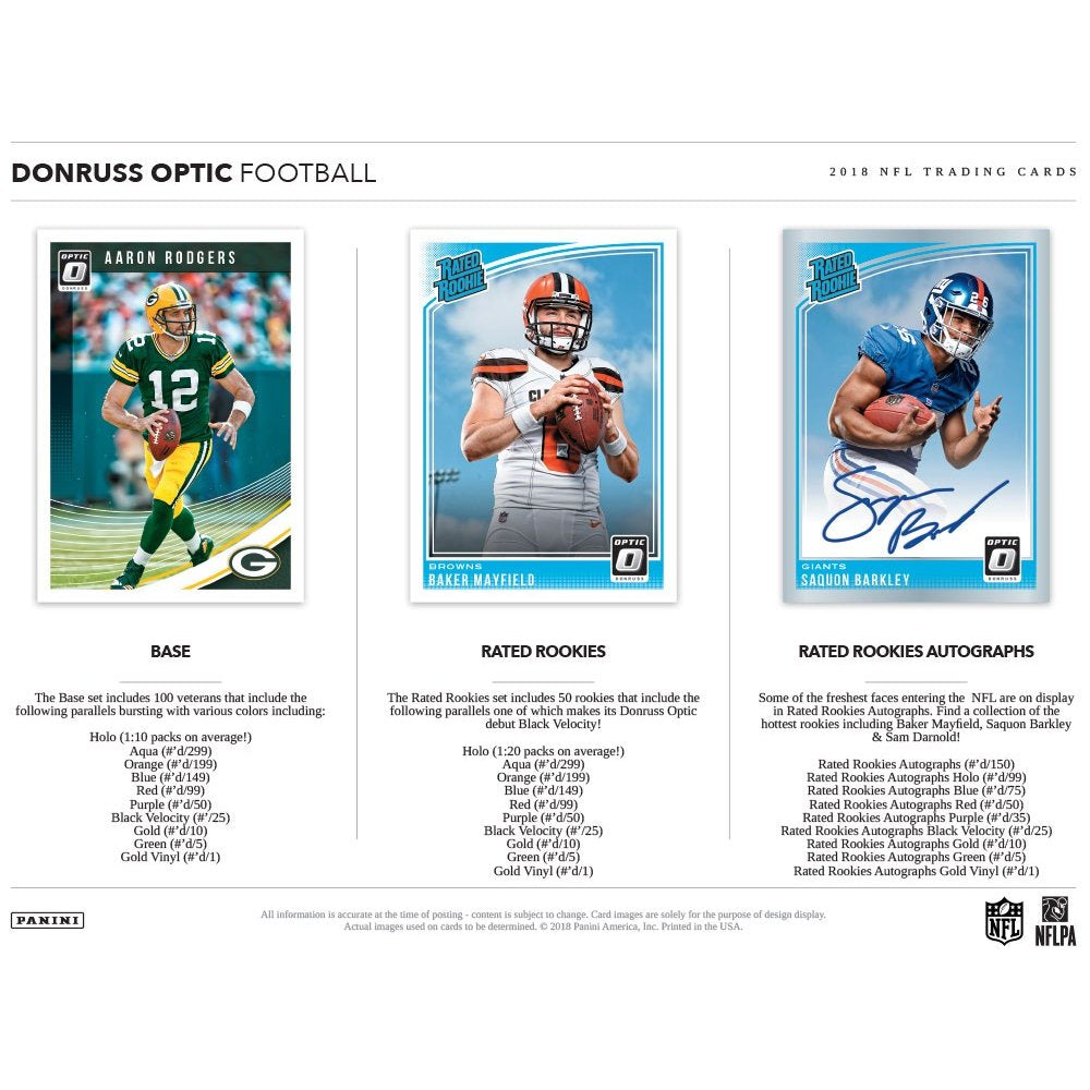2018 Panini Donruss Optic Football Hobby Box