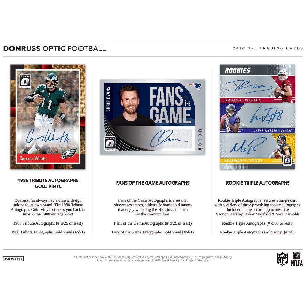 2018 Panini Donruss Optic Football Hobby Box