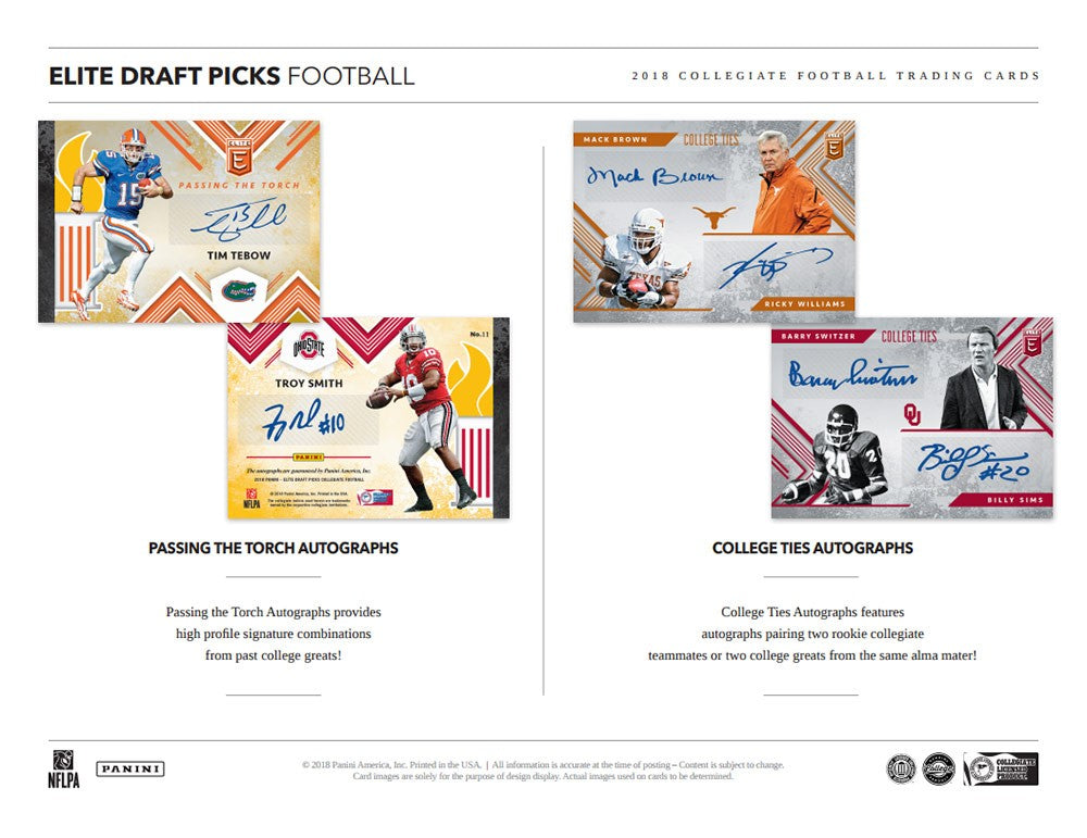 2018 Panini Elite Draft Picks Collegiate Football Hobby Box