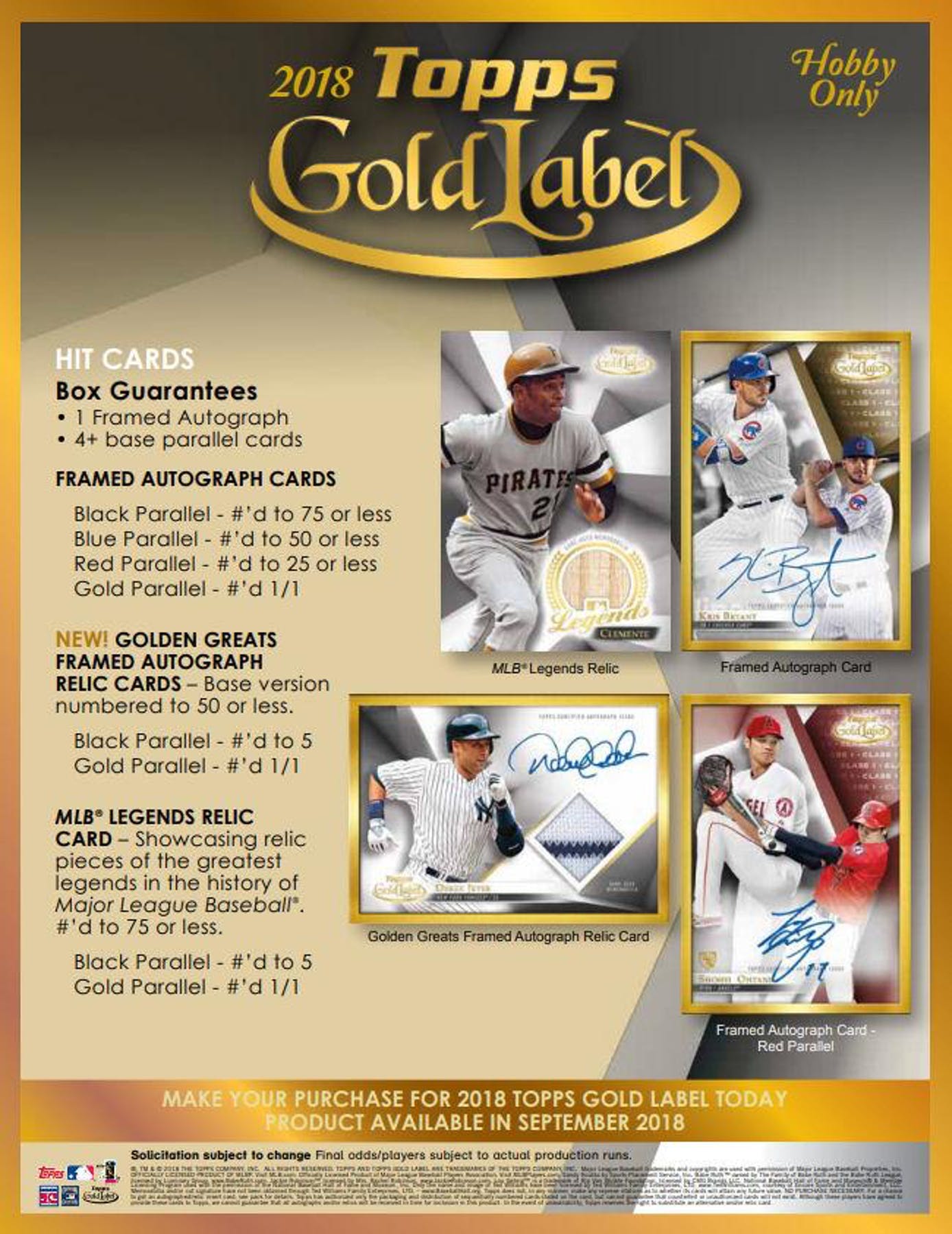 2018 Topps Gold Label Baseball Hobby Box