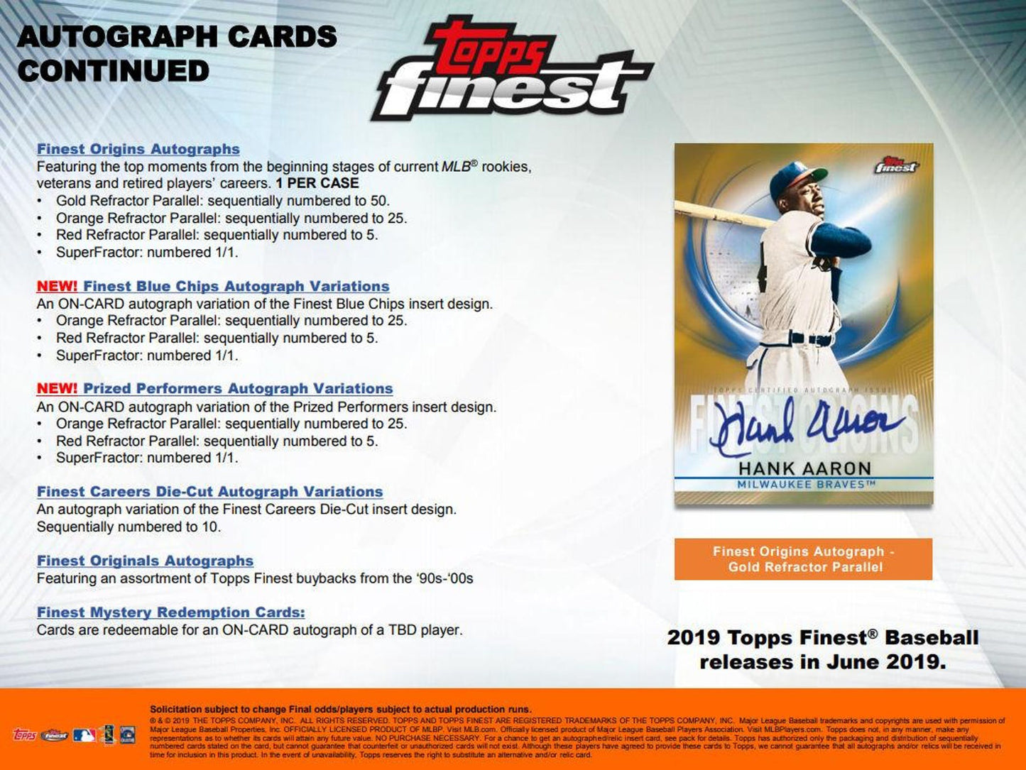 2019 Topps Finest Baseball Hobby Box