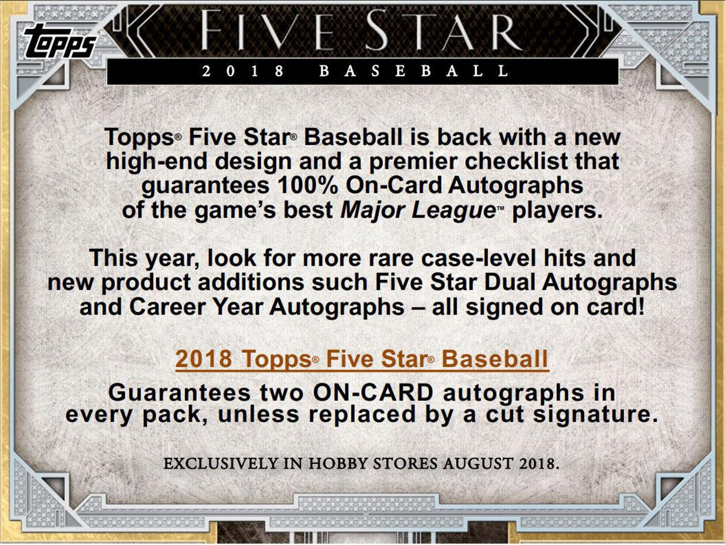 2018 Topps Five Star Baseball Hobby Box