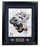 Connor McDavid & Jack Eichel Dual Signed Overhead Faceoff 31x25 Frame #/15 - A.J. Sports World Authenticated